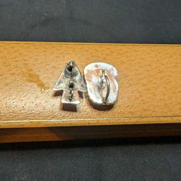 2) Navajo Brioche Orange Spiny Oyster Shell Native American Silver MOP Arrowhead - Picture 4 of 8